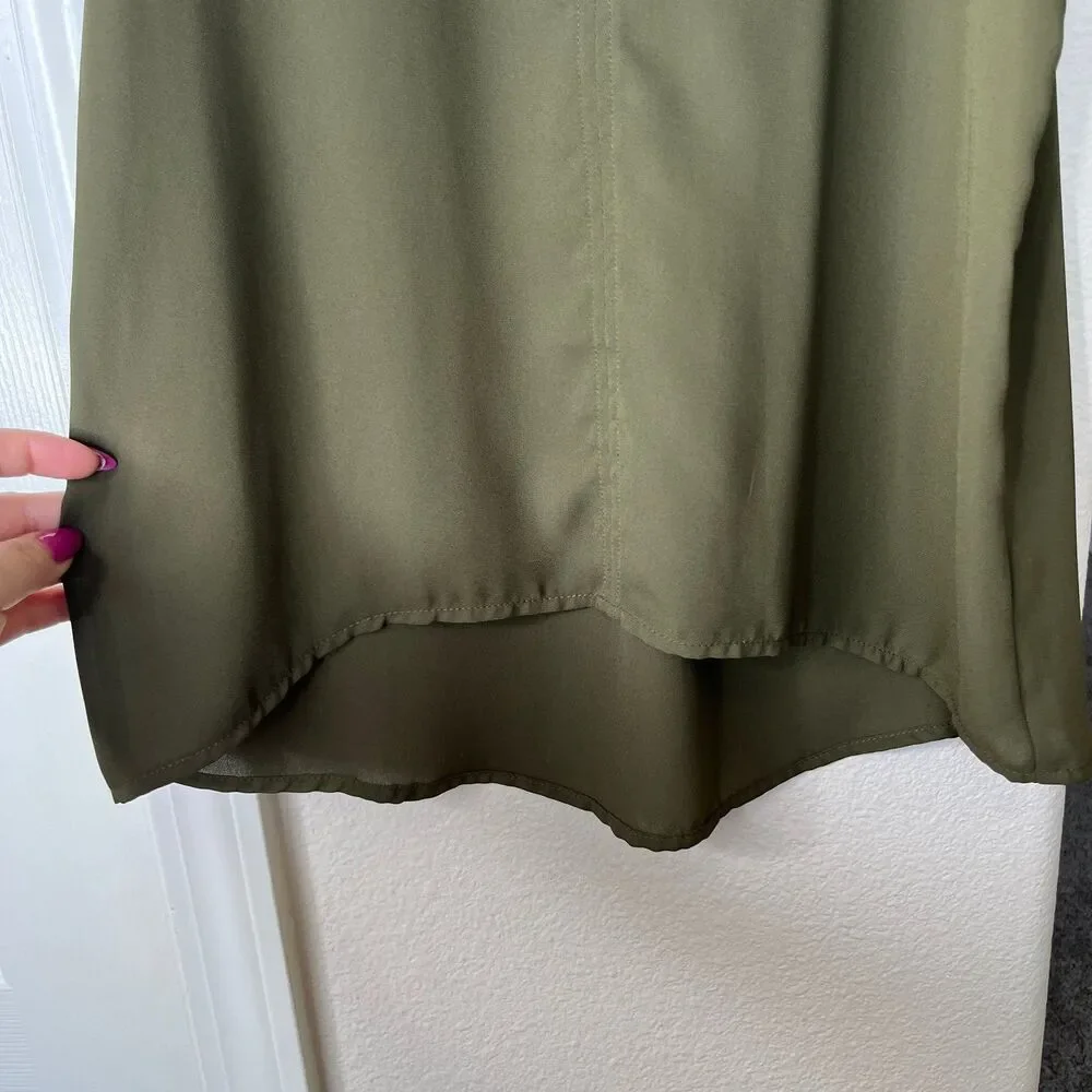 Pink Rose Sleeveless Women’s Blouse Tank Top Army Green Size Small #505 - Picture 4 of 12